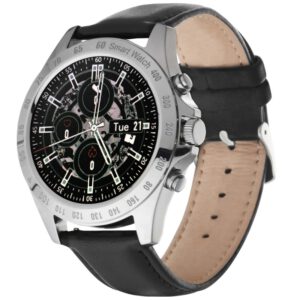 Garett Smartwatch Men Style srebrno-czarny, skórzany